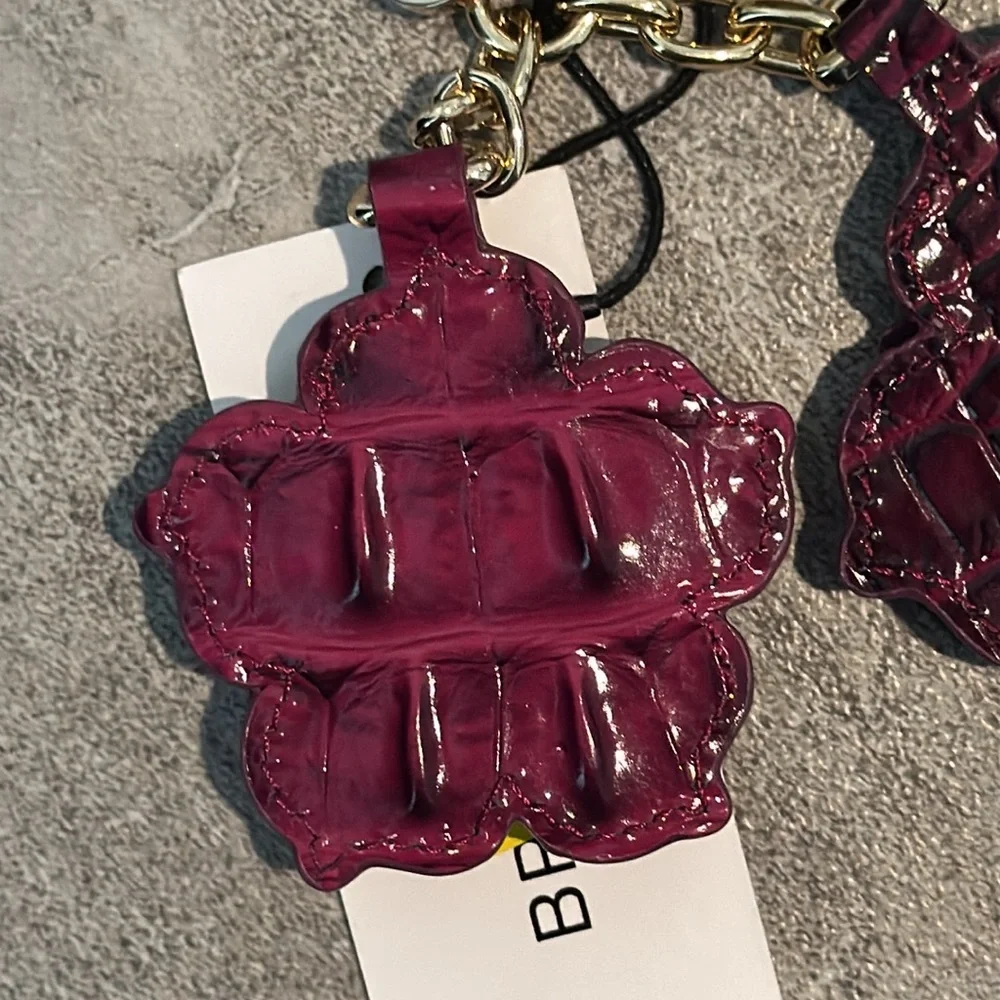 Brahmin Purple Flower Bag Charm Key Fob Keychain Flower Duo